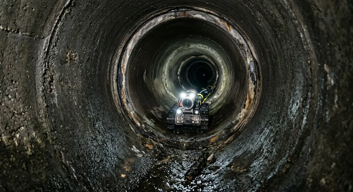 Robotic sewer camera inspecting pipe interior for Sewer Line Cleaning in Wyckoff